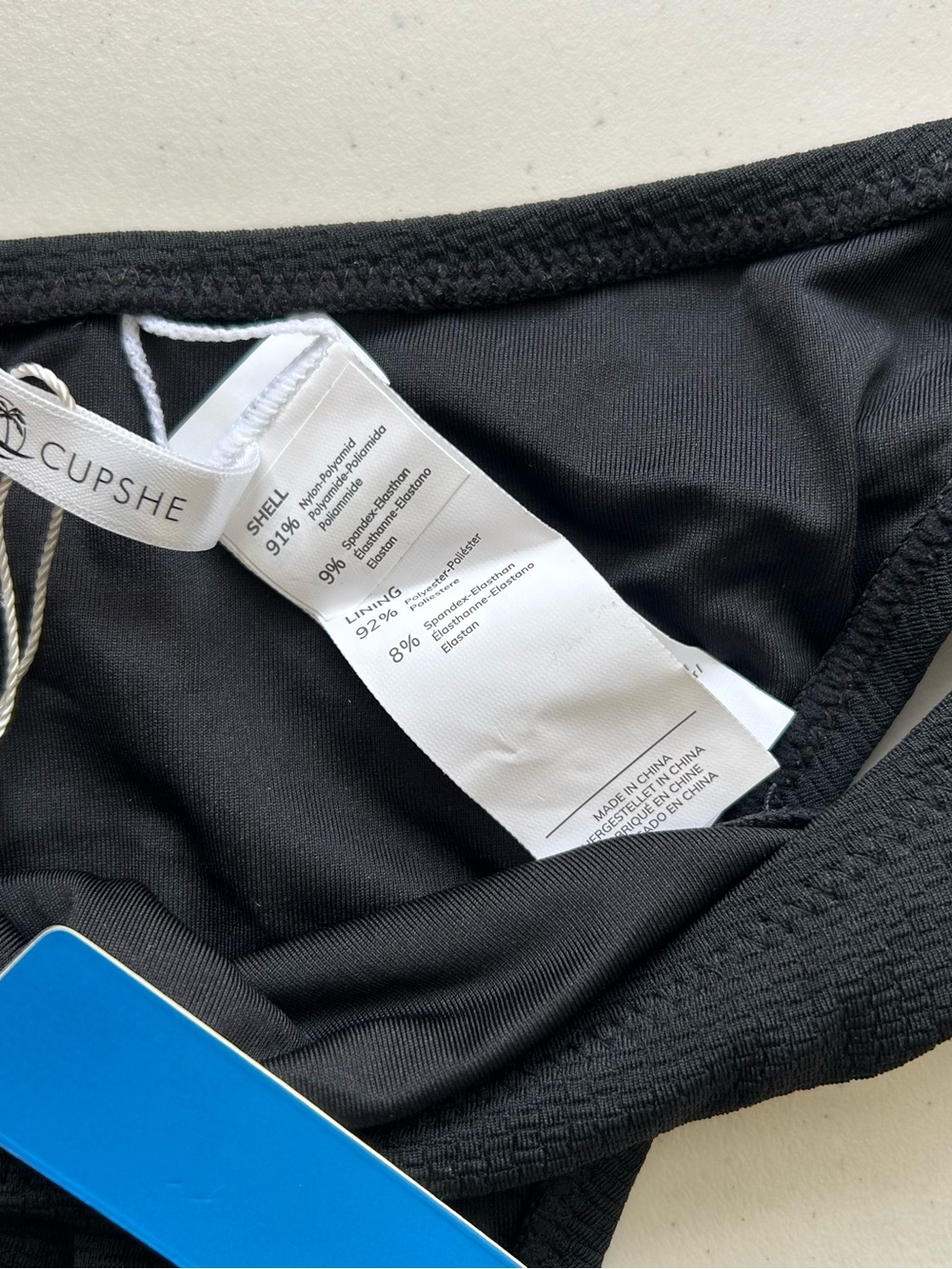 Cupshe Bikini Set Medium Black Ribbed Swimwear New - Picture 4 of 7